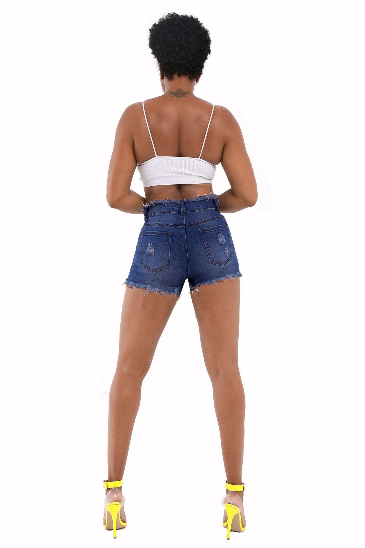 New spring and summer elastic ripped, zippered women's jeans