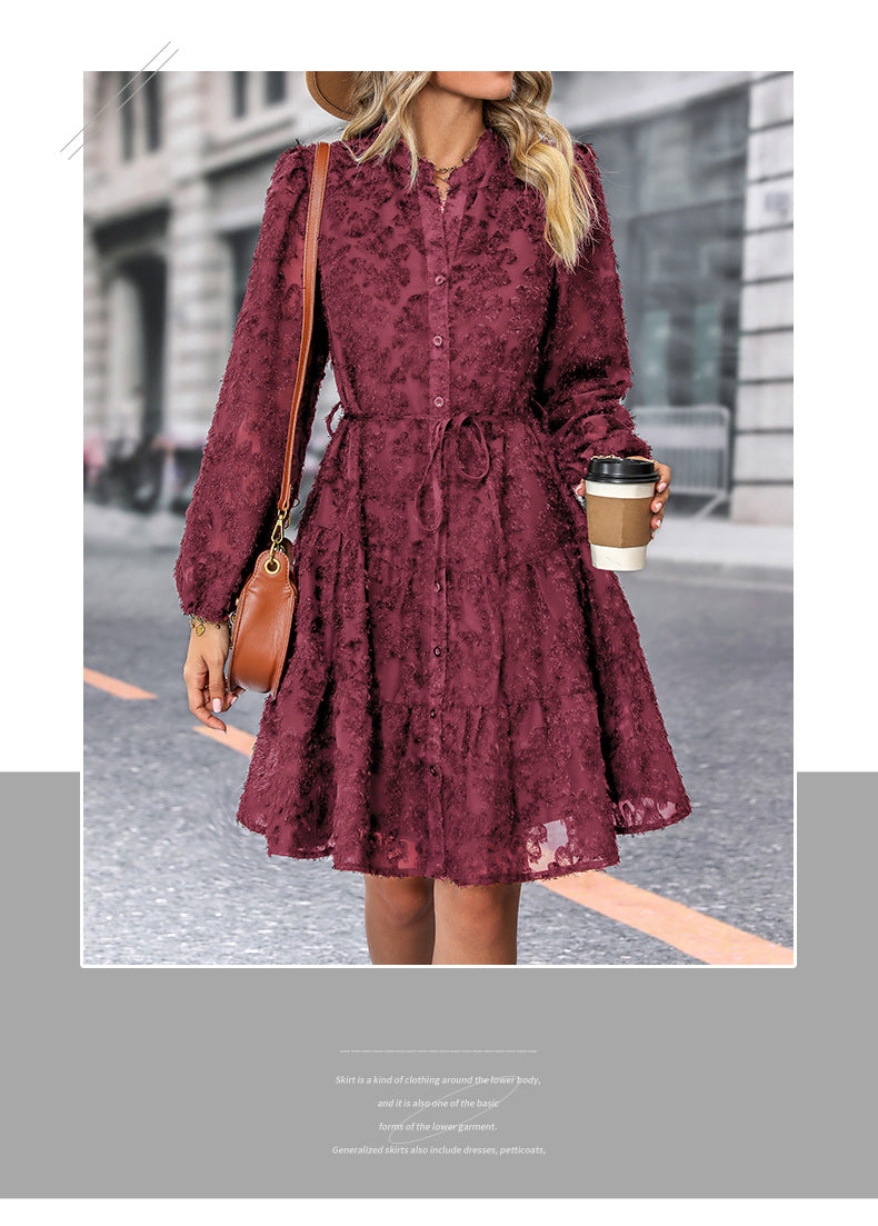 Date Party Spring Autumn Multicolor Style Lace Long Sleeve Dress