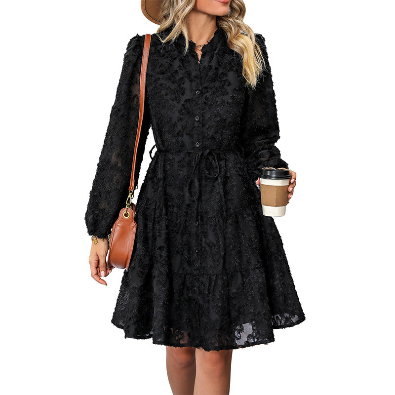 Date Party Spring Autumn Multicolor Style Lace Long Sleeve Dress