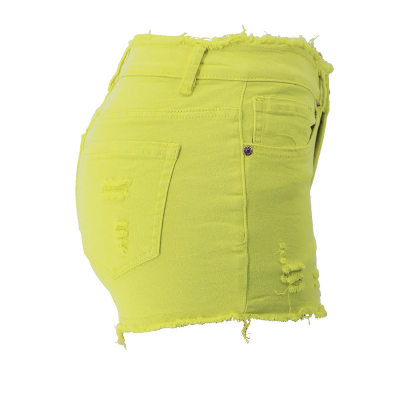 New spring and summer elastic ripped, zippered women's jeans