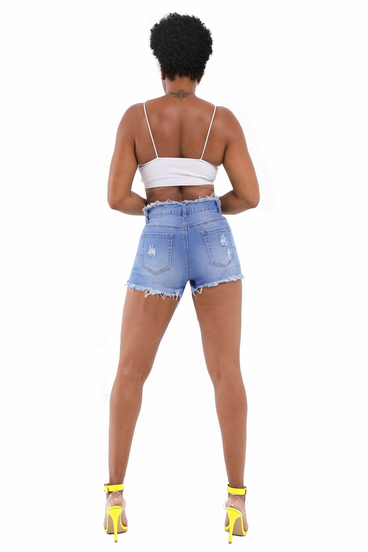 New spring and summer elastic ripped, zippered women's jeans