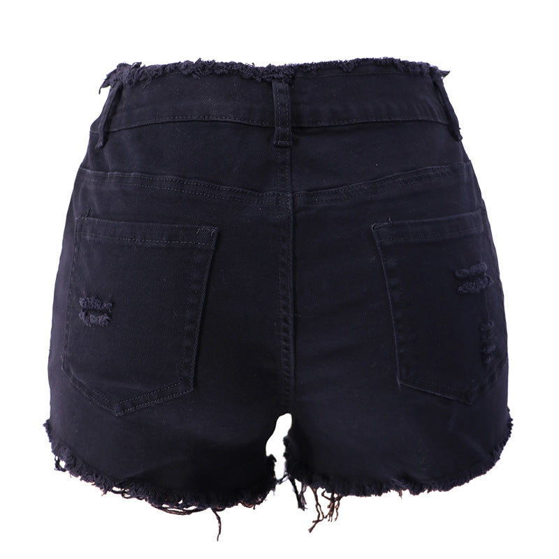 New spring and summer elastic ripped, zippered women's jeans
