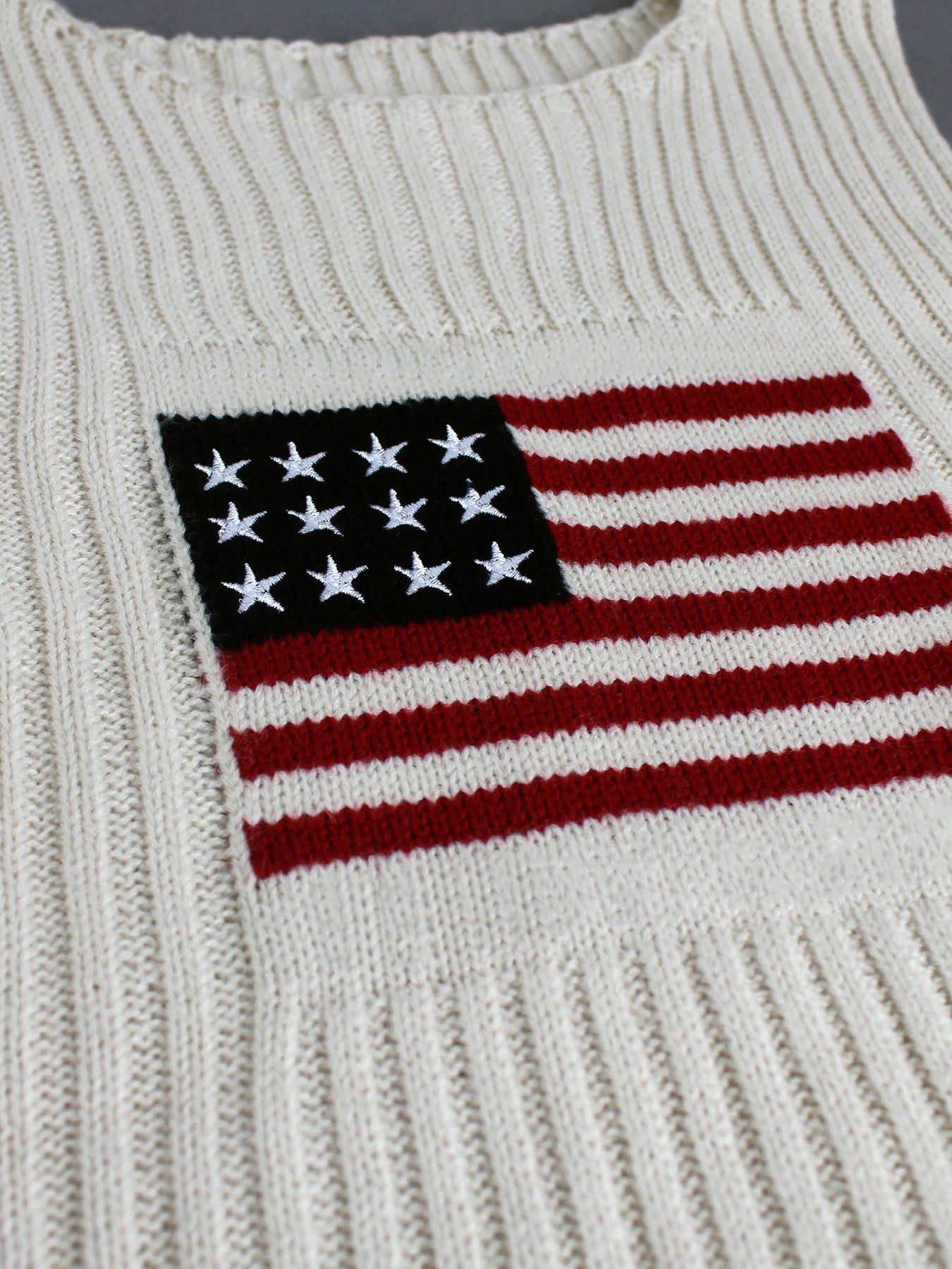 Womens Knitted American Independence Day Flag Vest Summer