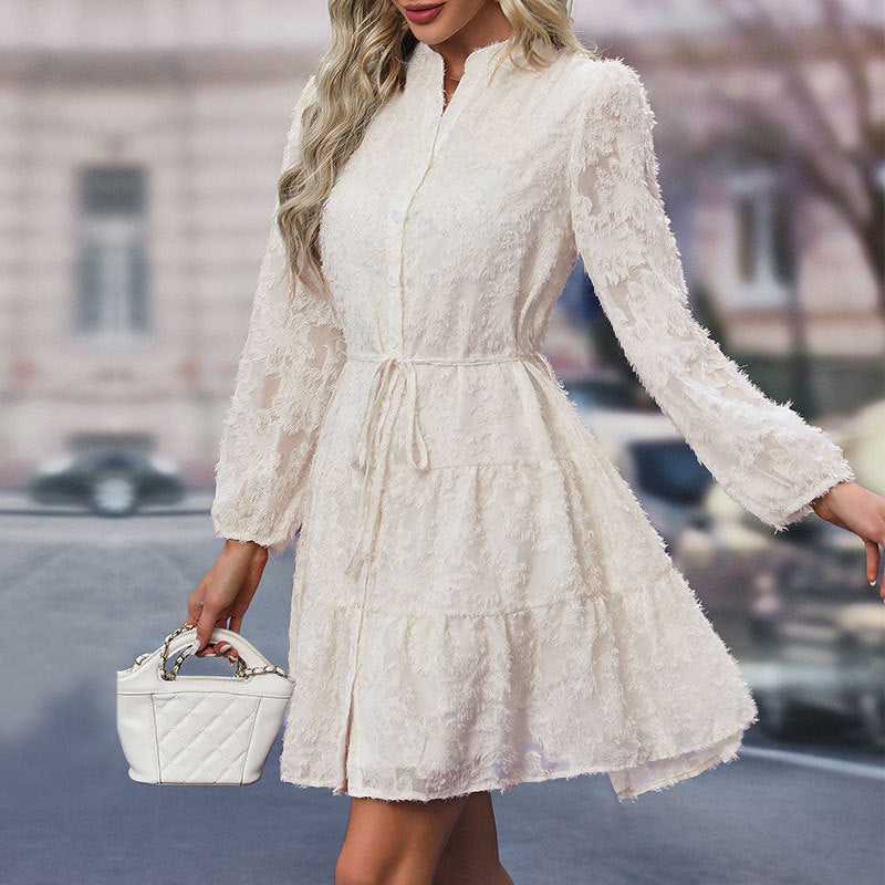 Date Party Spring Autumn Multicolor Style Lace Long Sleeve Dress