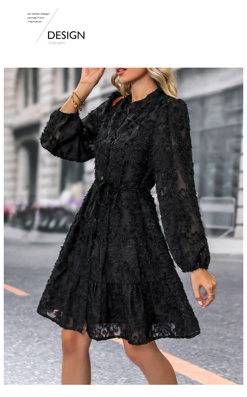 Date Party Spring Autumn Multicolor Style Lace Long Sleeve Dress