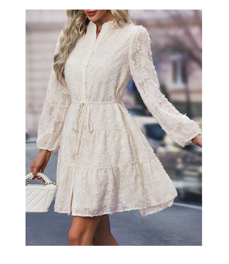 Date Party Spring Autumn Multicolor Style Lace Long Sleeve Dress
