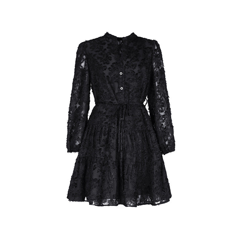 Date Party Spring Autumn Multicolor Style Lace Long Sleeve Dress