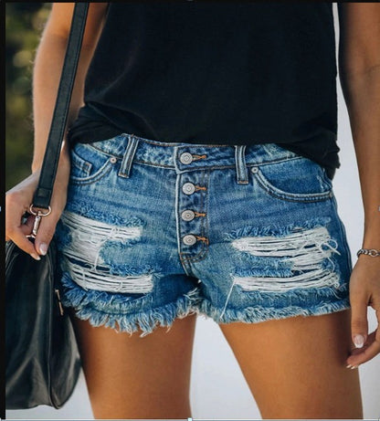 Hot sale summer fashion ripped denim shorts for women